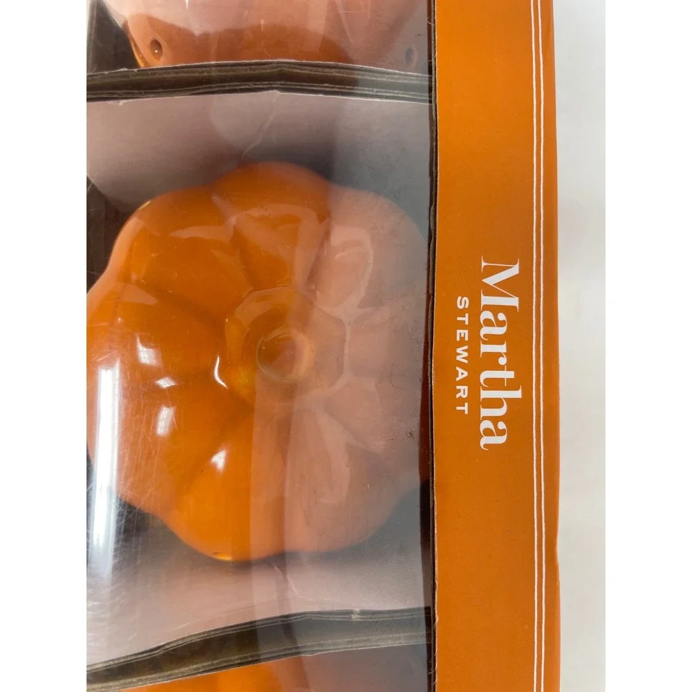 Martha Stewart Set of 3 LED Decor‎ Pumpkin Tealight Candle Holders Halloween